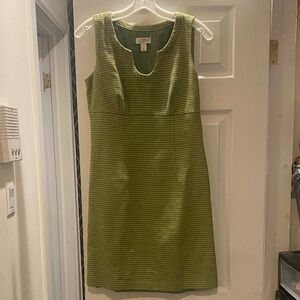 LOFT Olive Green Textured Midi Dress